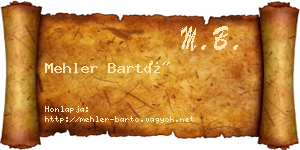 Mehler Bartó névjegykártya